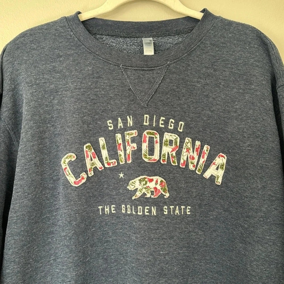 Oversized San Diego California “ Golden State “ Floral Crew Neck Sweatshirt - Picture 2 of 5
